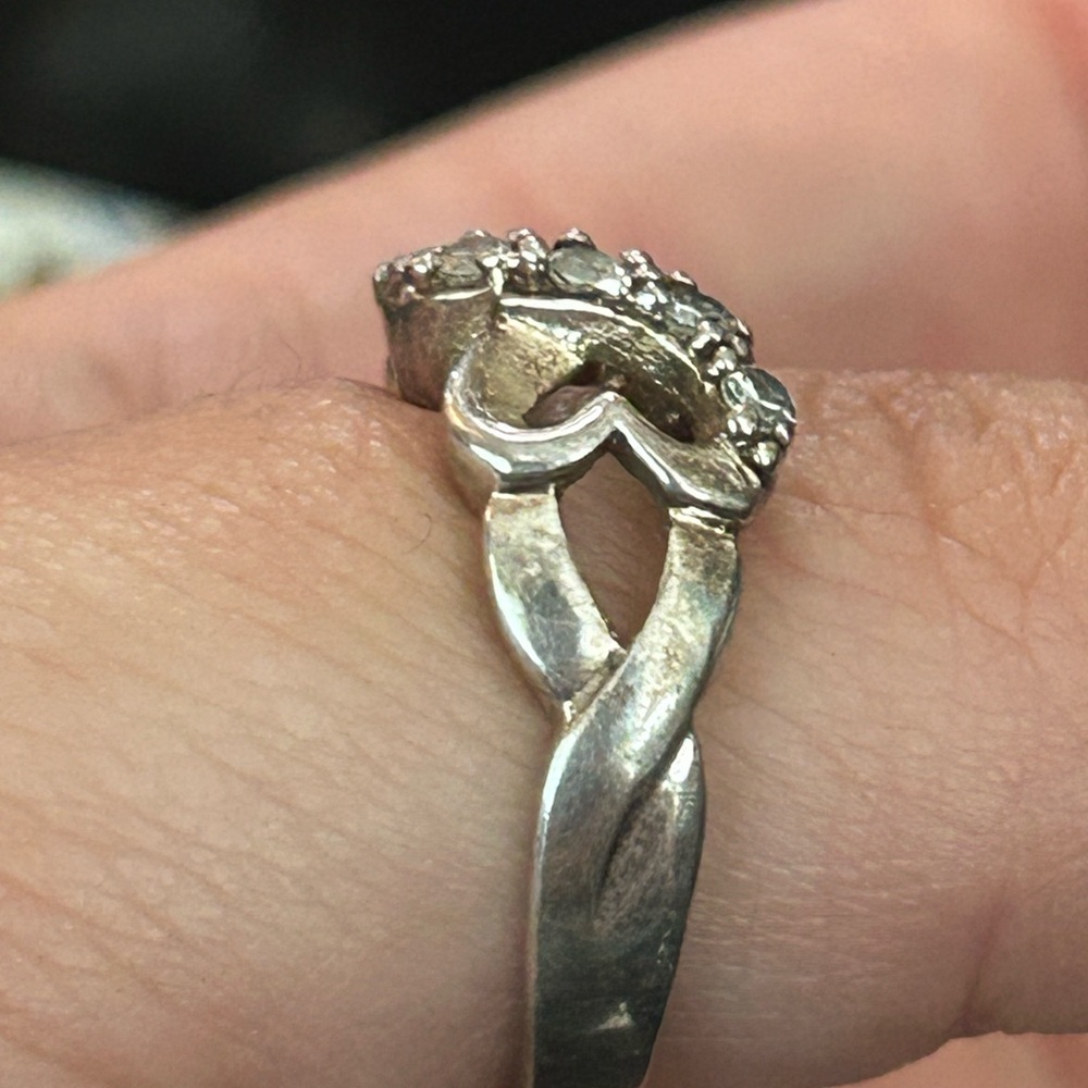 925 Silver Infinity Heart Ring With Crystals - image 5